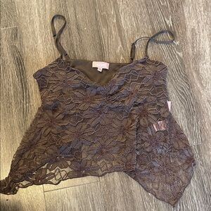Faded Rose Rampage Lace Camisole - Dark Brown